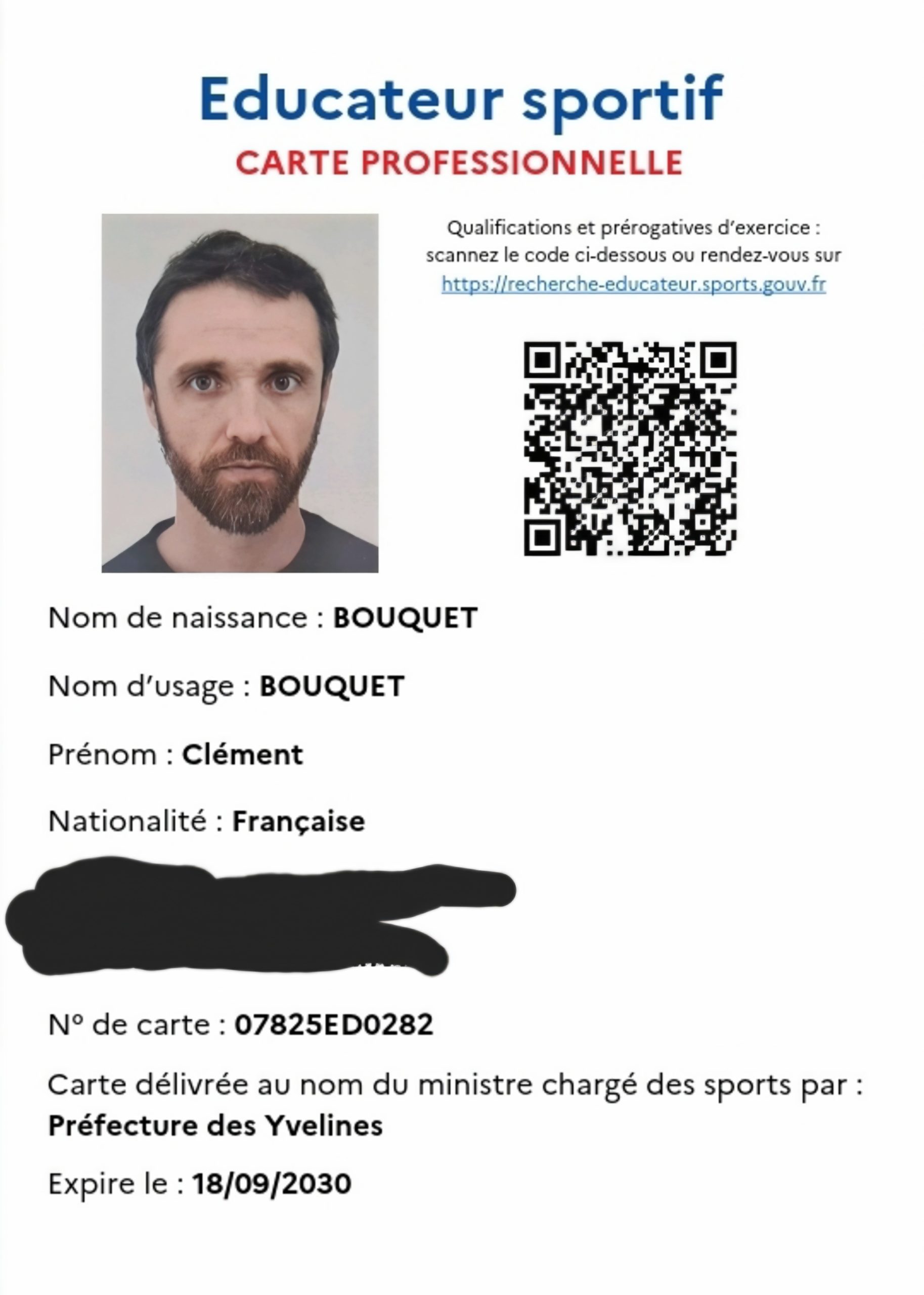 Carte pro educateur sportif mini